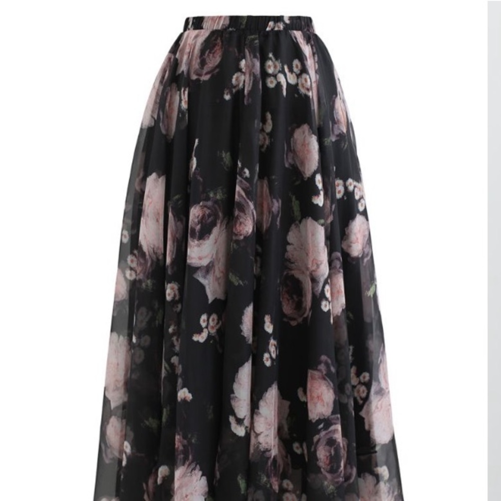 CHICKWISH PINK ROSE MAXI SKIRT